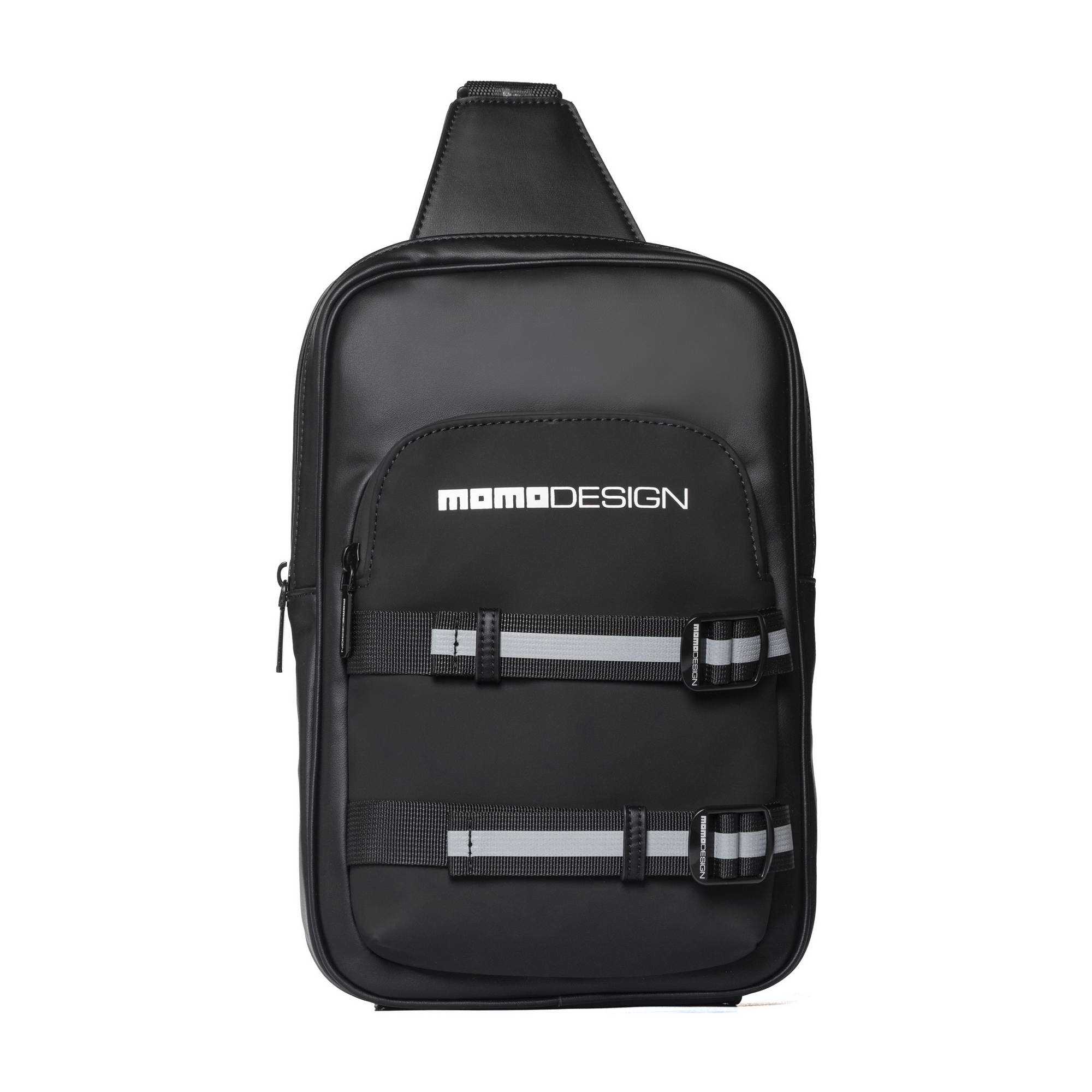 Momodesign single-shoulder Rubber bag in black with reflective bands ...