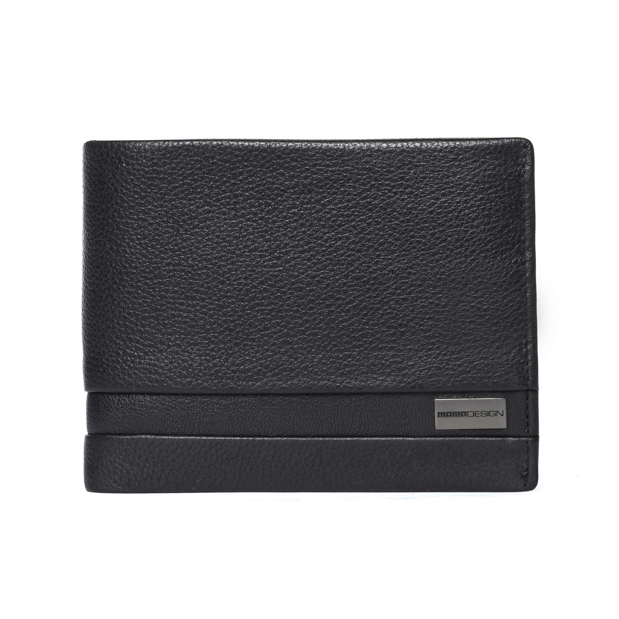 Momo Momodesign portafoglio con portamonete Dollaro in vera pelle nero