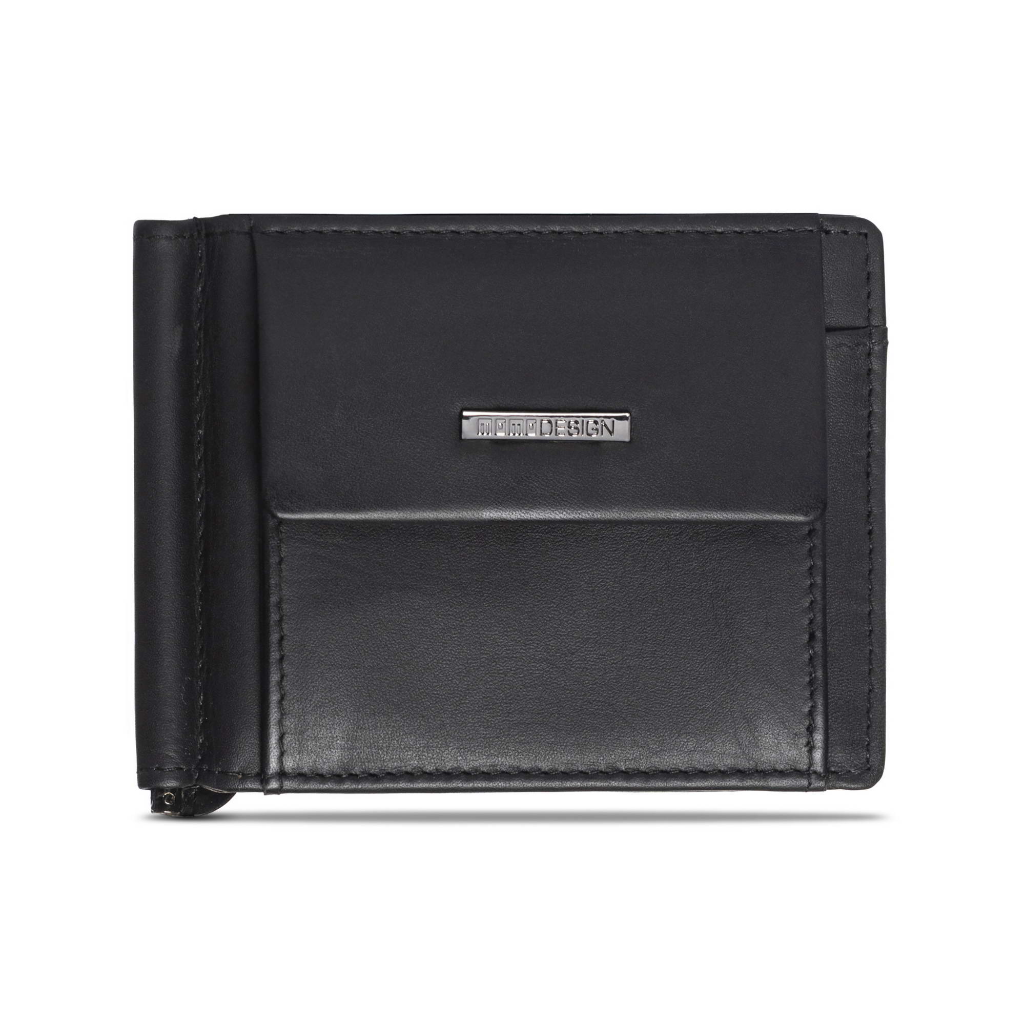 Momo Design Momodesign portafoglio con ferma banconote Pure in vera pelle nera